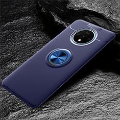 Coque Ultra Fine Silicone Souple Housse Etui avec Support Bague Anneau Aimante Magnetique T02 pour OnePlus 7T Bleu