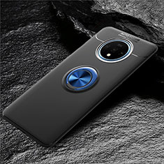 Coque Ultra Fine Silicone Souple Housse Etui avec Support Bague Anneau Aimante Magnetique T02 pour OnePlus 7T Bleu et Noir