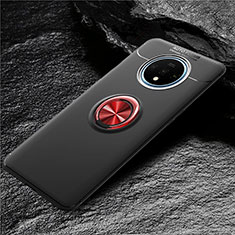Coque Ultra Fine Silicone Souple Housse Etui avec Support Bague Anneau Aimante Magnetique T02 pour OnePlus 7T Rouge et Noir