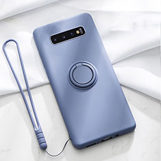 Coque Ultra Fine Silicone Souple Housse Etui avec Support Bague Anneau Aimante Magnetique T02 pour Samsung Galaxy S10 Violet