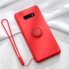 Coque Ultra Fine Silicone Souple Housse Etui avec Support Bague Anneau Aimante Magnetique T02 pour Samsung Galaxy S10e Rouge