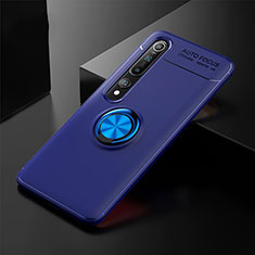 Coque Ultra Fine Silicone Souple Housse Etui avec Support Bague Anneau Aimante Magnetique T02 pour Xiaomi Mi 10 Bleu