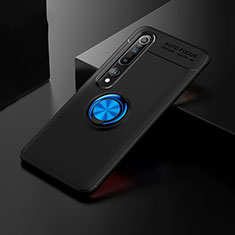 Coque Ultra Fine Silicone Souple Housse Etui avec Support Bague Anneau Aimante Magnetique T02 pour Xiaomi Mi 10 Bleu et Noir