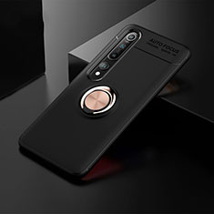 Coque Ultra Fine Silicone Souple Housse Etui avec Support Bague Anneau Aimante Magnetique T02 pour Xiaomi Mi 10 Or et Noir