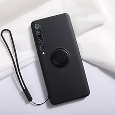 Coque Ultra Fine Silicone Souple Housse Etui avec Support Bague Anneau Aimante Magnetique T02 pour Xiaomi Mi 10 Pro Noir
