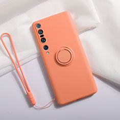 Coque Ultra Fine Silicone Souple Housse Etui avec Support Bague Anneau Aimante Magnetique T02 pour Xiaomi Mi 10 Pro Orange