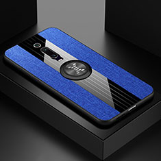 Coque Ultra Fine Silicone Souple Housse Etui avec Support Bague Anneau Aimante Magnetique T02 pour Xiaomi Mi 9T Bleu