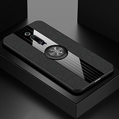 Coque Ultra Fine Silicone Souple Housse Etui avec Support Bague Anneau Aimante Magnetique T02 pour Xiaomi Mi 9T Noir
