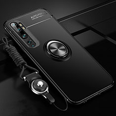 Coque Ultra Fine Silicone Souple Housse Etui avec Support Bague Anneau Aimante Magnetique T02 pour Xiaomi Mi Note 10 Pro Noir