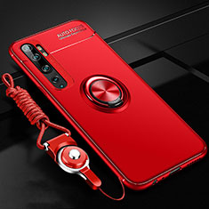 Coque Ultra Fine Silicone Souple Housse Etui avec Support Bague Anneau Aimante Magnetique T02 pour Xiaomi Mi Note 10 Rouge