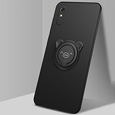Coque Ultra Fine Silicone Souple Housse Etui avec Support Bague Anneau Aimante Magnetique T02 pour Xiaomi Redmi 9AT Noir