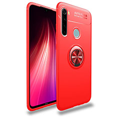 Coque Ultra Fine Silicone Souple Housse Etui avec Support Bague Anneau Aimante Magnetique T02 pour Xiaomi Redmi Note 8 (2021) Rouge