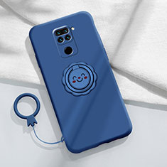 Coque Ultra Fine Silicone Souple Housse Etui avec Support Bague Anneau Aimante Magnetique T02 pour Xiaomi Redmi Note 9 Bleu