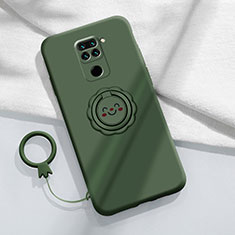 Coque Ultra Fine Silicone Souple Housse Etui avec Support Bague Anneau Aimante Magnetique T02 pour Xiaomi Redmi Note 9 Vert