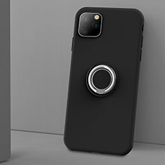 Coque Ultra Fine Silicone Souple Housse Etui avec Support Bague Anneau Aimante Magnetique T03 pour Apple iPhone 11 Pro Max Noir
