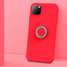Coque Ultra Fine Silicone Souple Housse Etui avec Support Bague Anneau Aimante Magnetique T03 pour Apple iPhone 11 Pro Max Rouge