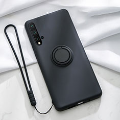 Coque Ultra Fine Silicone Souple Housse Etui avec Support Bague Anneau Aimante Magnetique T03 pour Huawei Nova 5 Pro Noir