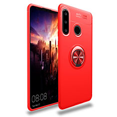 Coque Ultra Fine Silicone Souple Housse Etui avec Support Bague Anneau Aimante Magnetique T03 pour Huawei P30 Lite New Edition Rouge