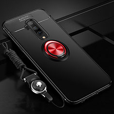 Coque Ultra Fine Silicone Souple Housse Etui avec Support Bague Anneau Aimante Magnetique T03 pour OnePlus 7T Pro Rouge et Noir
