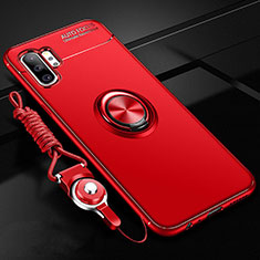 Coque Ultra Fine Silicone Souple Housse Etui avec Support Bague Anneau Aimante Magnetique T03 pour Samsung Galaxy Note 10 Plus 5G Rouge