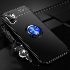 Coque Ultra Fine Silicone Souple Housse Etui avec Support Bague Anneau Aimante Magnetique T03 pour Samsung Galaxy Note 10 Plus Bleu et Noir