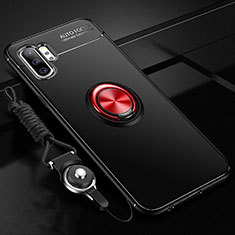 Coque Ultra Fine Silicone Souple Housse Etui avec Support Bague Anneau Aimante Magnetique T03 pour Samsung Galaxy Note 10 Plus Rouge et Noir