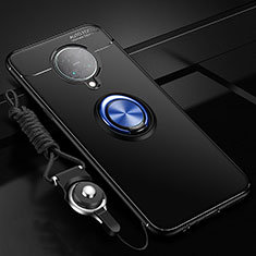 Coque Ultra Fine Silicone Souple Housse Etui avec Support Bague Anneau Aimante Magnetique T03 pour Xiaomi Redmi K30 Pro 5G Bleu et Noir
