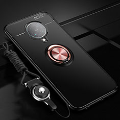 Coque Ultra Fine Silicone Souple Housse Etui avec Support Bague Anneau Aimante Magnetique T03 pour Xiaomi Redmi K30 Pro 5G Or et Noir