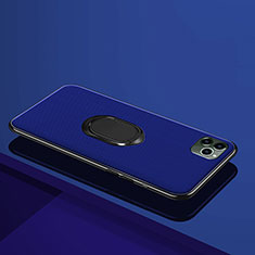 Coque Ultra Fine Silicone Souple Housse Etui avec Support Bague Anneau Aimante Magnetique T04 pour Apple iPhone 11 Pro Bleu