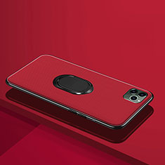 Coque Ultra Fine Silicone Souple Housse Etui avec Support Bague Anneau Aimante Magnetique T04 pour Apple iPhone 11 Pro Rouge