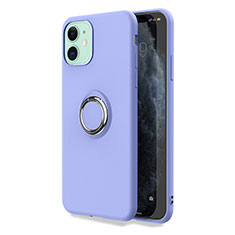Coque Ultra Fine Silicone Souple Housse Etui avec Support Bague Anneau Aimante Magnetique T04 pour Apple iPhone 11 Violet