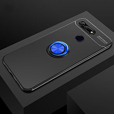 Coque Ultra Fine Silicone Souple Housse Etui avec Support Bague Anneau Aimante Magnetique T04 pour Huawei Honor V20 Bleu et Noir
