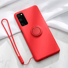 Coque Ultra Fine Silicone Souple Housse Etui avec Support Bague Anneau Aimante Magnetique T04 pour Huawei Honor V30 Pro 5G Rouge