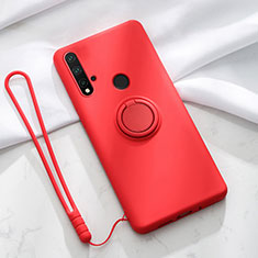 Coque Ultra Fine Silicone Souple Housse Etui avec Support Bague Anneau Aimante Magnetique T04 pour Huawei P20 Lite (2019) Rouge