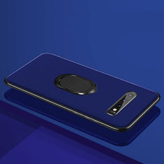 Coque Ultra Fine Silicone Souple Housse Etui avec Support Bague Anneau Aimante Magnetique T04 pour Samsung Galaxy S10 Plus Bleu