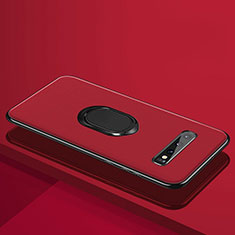 Coque Ultra Fine Silicone Souple Housse Etui avec Support Bague Anneau Aimante Magnetique T04 pour Samsung Galaxy S10 Plus Rouge