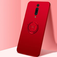 Coque Ultra Fine Silicone Souple Housse Etui avec Support Bague Anneau Aimante Magnetique T04 pour Xiaomi Mi 9T Pro Rouge