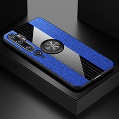 Coque Ultra Fine Silicone Souple Housse Etui avec Support Bague Anneau Aimante Magnetique T04 pour Xiaomi Mi Note 10 Bleu