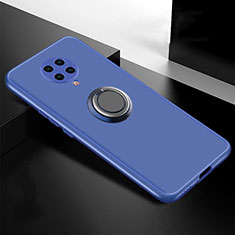 Coque Ultra Fine Silicone Souple Housse Etui avec Support Bague Anneau Aimante Magnetique T04 pour Xiaomi Redmi K30 Pro 5G Bleu