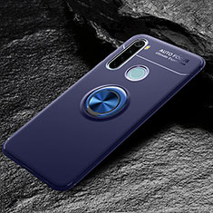 Coque Ultra Fine Silicone Souple Housse Etui avec Support Bague Anneau Aimante Magnetique T04 pour Xiaomi Redmi Note 8 (2021) Bleu