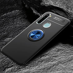 Coque Ultra Fine Silicone Souple Housse Etui avec Support Bague Anneau Aimante Magnetique T04 pour Xiaomi Redmi Note 8 (2021) Bleu et Noir
