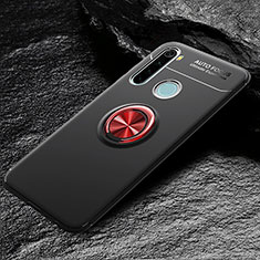Coque Ultra Fine Silicone Souple Housse Etui avec Support Bague Anneau Aimante Magnetique T04 pour Xiaomi Redmi Note 8 (2021) Rouge et Noir