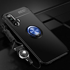 Coque Ultra Fine Silicone Souple Housse Etui avec Support Bague Anneau Aimante Magnetique T05 pour Huawei Nova 5 Bleu et Noir