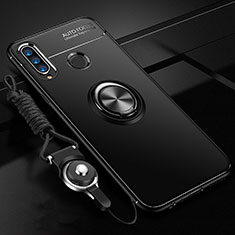 Coque Ultra Fine Silicone Souple Housse Etui avec Support Bague Anneau Aimante Magnetique T05 pour Huawei P Smart+ Plus (2019) Noir