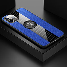 Coque Ultra Fine Silicone Souple Housse Etui avec Support Bague Anneau Aimante Magnetique T06 pour Apple iPhone 11 Pro Bleu