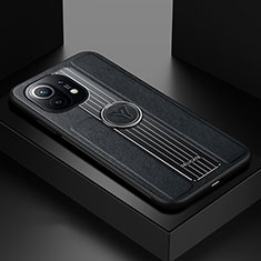 Coque Ultra Fine Silicone Souple Housse Etui avec Support Bague Anneau Aimante Magnetique T06 pour Xiaomi Mi 11 5G Noir