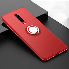 Coque Ultra Fine Silicone Souple Housse Etui avec Support Bague Anneau Aimante Magnetique T06 pour Xiaomi Mi 9T Pro Rouge
