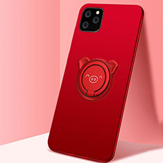 Coque Ultra Fine Silicone Souple Housse Etui avec Support Bague Anneau Aimante Magnetique T07 pour Apple iPhone 11 Pro Max Rouge