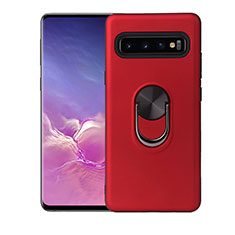 Coque Ultra Fine Silicone Souple Housse Etui avec Support Bague Anneau Aimante Magnetique T07 pour Samsung Galaxy S10 5G Rouge