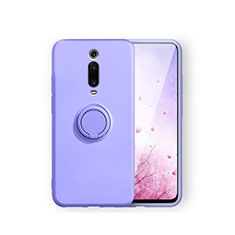 Coque Ultra Fine Silicone Souple Housse Etui avec Support Bague Anneau Aimante Magnetique T07 pour Xiaomi Mi 9T Pro Violet
